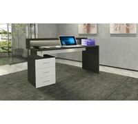 Dmora - Bureau Alexandre, Bureau avec Plateau et Lampes LED, Bureau Polyvalent, Bureau Gain de Place Multi-Positions, 160x60h90 cm, Blanc et Ardoise