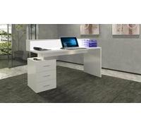 Dmora - Bureau Alexandre, Bureau avec Plateau et Lampes LED, Bureau Polyvalent, Bureau Gain de Place Multi-Positions, 160x60h90 cm, Blanc