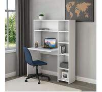 Dmora - Bureau Arapaho, 113,2 x 40 x h 141,8 cm, blanc, Panneau effet bois