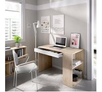 Dmora - Bureau Arianella 115 x 50 x h74 cm chêne blanc Panneau effet bois