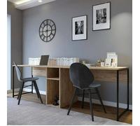 Dmora - Bureau Asarat 240x60xh74 cm chêne Panneau effet bois et Métal