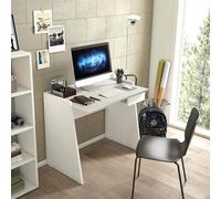 Dmora - Bureau Calendula, Bureau moderne avec tiroir, Table d'étude ou de bureau, Porte-livre PC, 100% Made in Italy, 90x60h80 cm, Blanc