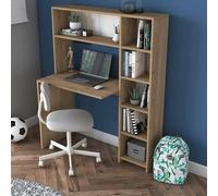 Dmora - Bureau Callidora, Pupitre Polyvalent, Table de Bureau pour PC, Plan de Travail, 113x40h142 cm, Chêne