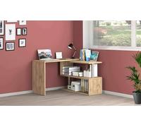 Dmora - Bureau Candido, Bureau PC d'angle, Table de Bureau Polyvalente, Bureau Gain de Place Multi-Positions, 100% Made in Italy, 120x50h75 cm, Chêne