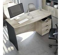Dmora - Bureau Carrollton, Bureau, Table d'étude PC avec 3 tiroirs, 136x67h74 cm, Chêne et Anthracite