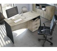 Dmora - Bureau Carrollton, Bureau, Table d'étude PC avec 3 tiroirs, 136x67h74 cm, Chêne et Anthracite