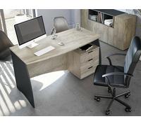 Dmora - Bureau Carrollton, Bureau, Table d'étude PC avec 3 tiroirs, 136x67h74 cm, Chêne et Anthracite