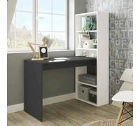 Dmora - Bureau Denton, Bureau multifonction réversible avec bibliothèque 5 étagères, Table d'étude ou de bureau pour support livre PC, 120x53h144 cm, Blanc et Anthracite