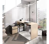 Dmora - Bureau Gardena, bureau multi-positions pour bureau ou chambre, table d'étude d'angle polyvalente, 139 x 92 h75 cm, chêne et anthracite