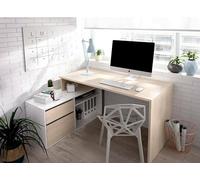 Dmora - Bureau Gardena, Bureau Multi-Positions pour Le Bureau ou la Chambre, Table d'étude d'angle Polyvalente, 139x92h75 cm, Blanc et Chêne