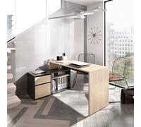 Dmora - Bureau Gardena, Bureau Multi-Positions pour Le Bureau ou la Chambre, Table d'étude d'angle Polyvalente, 139x92h75 cm, Chêne et Anthracite