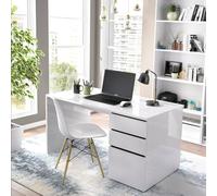 Dmora - Bureau Lagoni, Bureau Polyvalent pour Bureau ou Chambre, Table d'étude linéaire avec 2 tiroirs et 1 Porte, 139x60h75 cm, Blanc