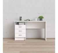 Dmora Bureau linéaire avec trois tiroirs, couleur blanche, Dimensions 120 x 72 x 48 cm