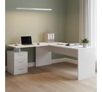 Dmora - Bureau Mark, Bureau d'angle PC, Table de bureau polyvalente, Bureau gain de place multi-positions, 100% Made in Italy, 160x60h75 cm, Blanc brillant