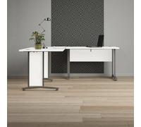 Dmora - Bureau Melisande, Pupitre Polyvalent, Table de Bureau pour PC, Plan de Travail, 200x200 h75 cm, Blanc et Gris