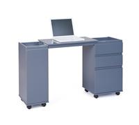 Dmora Bureau/Meuble Extensible avec tiroirs et boîte en MDF laqué Gris