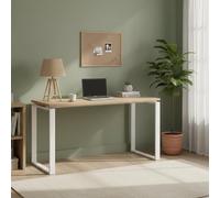 Dmora - Bureau Michele, Pupitre Polyvalent, Table de Bureau pour PC, Plan de Travail, 150x60 h76 cm, Chêne Clair et Blanc