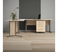 Dmora - Bureau Mirella, Pupitre Polyvalent, Table de Bureau pour PC, Plan de Travail, 230x200 h75 cm, Gris et Chêne