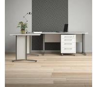 Dmora - Bureau Myriam, Pupitre Polyvalent, Table de Bureau pour PC, Plan de Travail, 230x200 h75 cm, Blanc et Gris