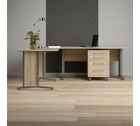 Dmora - Bureau Myriam, Pupitre Polyvalent, Table de Bureau pour PC, Plan de Travail, 230x200 h75 cm, Gris et Chêne