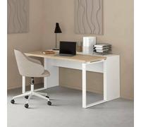 Dmora - Bureau Oriane, Pupitre Polyvalent, Table de Bureau pour PC, Plan de Travail, 60x0 h76 cm, Chêne Clair et Blanc