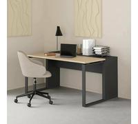 Dmora - Bureau Oriane, Pupitre Polyvalent, Table de Bureau pour PC, Plan de Travail, 60x0 h76 cm, Chêne et Gris
