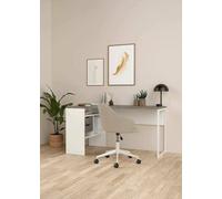 Dmora - Bureau Patience, Pupitre Polyvalent, Table de Bureau pour PC, Plan de Travail, 145x81 h77 cm, Blanc et Gris