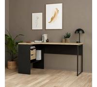 Dmora - Bureau Patience, Pupitre Polyvalent, Table de Bureau pour PC, Plan de Travail, 145x81 h77 cm, Noir et Chêne