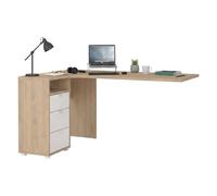 Dmora - Bureau Pinot, Pupitre Polyvalent, Table de Bureau pour PC, Plan de Travail, 150x100 h76 cm, Chêne Clair et Blanc