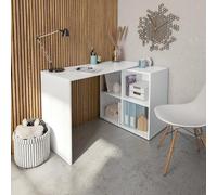 Dmora - Bureau Revere, Bureau d'angle, Table de Bureau Polyvalente, Bureau Gain de Place Multi-Positions, 152x49h74 cm, Blanc