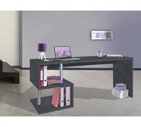 Dmora - Bureau Samuel, Bureau PC Linéaire, Table de bureau polyvalente, Bureau gain de place multi-positions, 100% Made in Italy, 180x60h78 cm, Ardoise