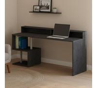 Dmora - Bureau Serafino, Bureau linéaire avec étagères de rangement, Bureau polyvalent avec plateau, 180x60h93 cm, Ardoise