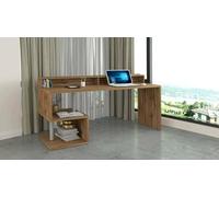 Dmora - Bureau Serafino, Bureau linéaire avec étagères de Rangement, Bureau Polyvalent avec Plateau, 180x60h93 cm, Chêne