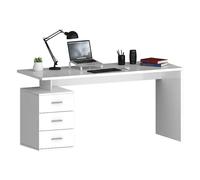 Dmora Bureau Siro - Bureau linéaire - Bureau multifonction - Bureau peu encombrant avec plusieurs positions - 160 x 60 x 75 cm - Blanc