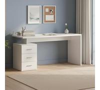 Dmora Bureau Siro - Bureau linéaire - Bureau multifonction - Bureau peu encombrant avec plusieurs positions - 160 x 60 x 75 cm - Blanc