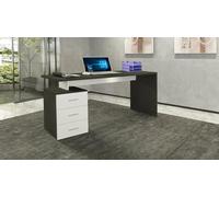 Dmora - Bureau Siro, Bureau Linéaire, Bureau Polyvalent, Bureau Gain de Place Multi-Positions, 160x60h75 cm, Blanc et Ardoise