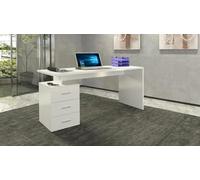 Dmora - Bureau Siro, Bureau linéaire, Bureau Polyvalent, Bureau Multiposition Gain de Place, 160x60h75 cm, Blanc