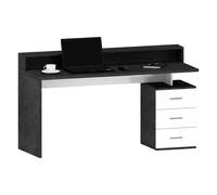 Dmora - Bureau Svevo, Bureau avec plateau, Bureau polyvalent, Bureau gain de place multi-positions, 160x60h90 cm, Blanc et Ardoise