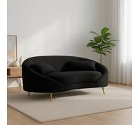 Dmora - Canapé Fixe 2 Places Bientina, Divan Droit, Canapé du Salon, Fauteuil Double avec Rangement, 148x84 h68 cm, Noir et Or