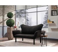 Dmora - Canapé lit 2 Places Aquilonis, Divan Transformable, Canapé pour invités, Fauteuil lit conteneur, 140x65 h70 cm, Noir