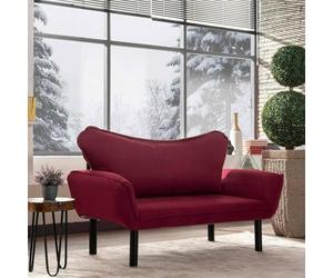 Dmora - Canapé lit 2 Places Aquilonis, Divan Transformable, Canapé pour invités, Fauteuil lit conteneur, 140x65 h70 cm, Rouge