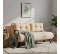 Dmora - Canapé lit 2 Places Merak, Divan Transformable, Canapé pour invités, Fauteuil lit conteneur, 133x78 h78 cm, Crème