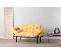 Dmora - Canapé lit 2 Places Zeeusis, Divan Transformable, Canapé pour invités, Fauteuil lit conteneur, 155x70 h85 cm, Jaune