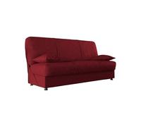 Dmora - Canapé lit 3 Places Alvaro, Canapé Rangement avec 2 Coussins Inclus, Canapé en Tissu rembourré avec Ouverture clic-clac, 180x81h90 cm, Rouge