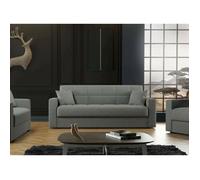 Dmora - Canapé lit 3 places Pinto, Canapé-lit conteneur linéaire, Canapé de salon en tissu rembourré avec ouverture clic-clac, 212x80h87 cm, Gris