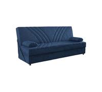 Dmora - Canapé lit 3 places Ramon, Canapé rangement avec 2 coussins inclus, Canapé de salon en tissu avec ouverture clic-clac, 181x81h88 cm, Bleu