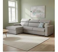 Dmora - Canapé-lit Alibabah avec péninsule, 280 x 95 x h85 cm, gris, Bois, Panneau effet bois et Polyester