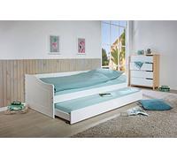 Dmora Canapé lit Amovible, en pin Teint Blanc, 97 x 208 x 62 cm, Bois