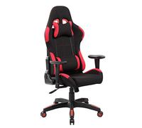 Dmora - Chaise à roulettes Bundaberg, Fauteuil de jeu adulte, Chaise de bureau, 57x72h124/134 cm, Noir et Rouge