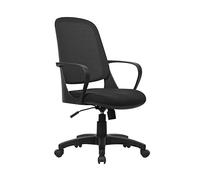 Dmora - Chaise à roulettes Coffs, Chaise de travail en maille avec accoudoirs, Siège de bureau ergonomique, 61x60h99/108 cm, Noir